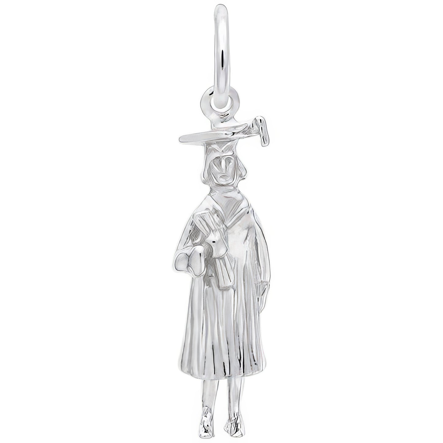 Stylish Female Graduate Charm - Metal - Sterling Silver