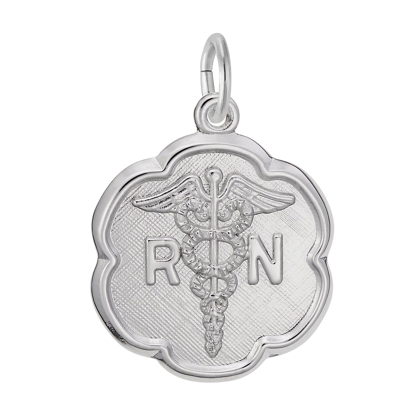 Elegant Registered Nurse Caduceus Charm - Metal - Sterling Silver