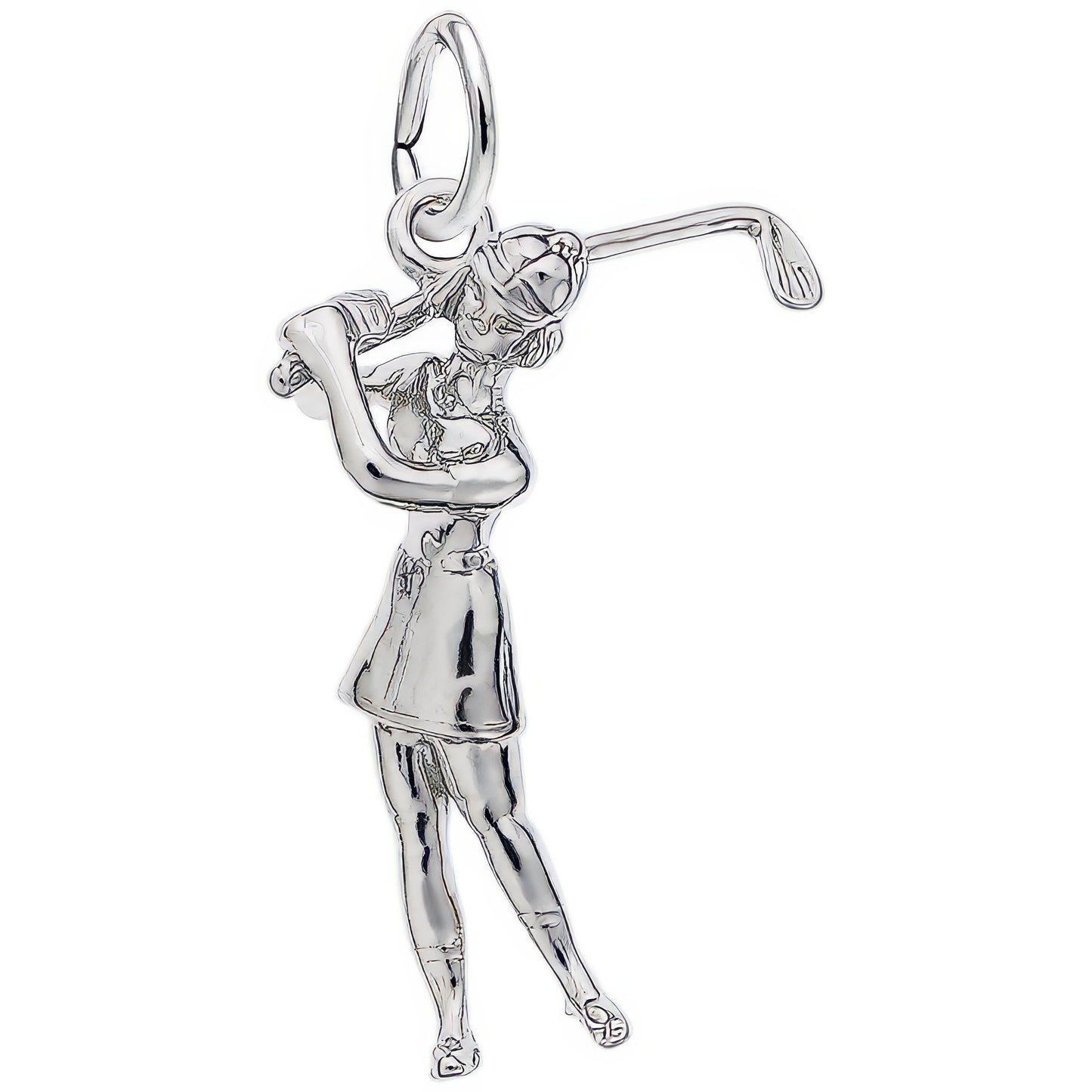 Female Golfer Charm - Metal - Sterling Silver