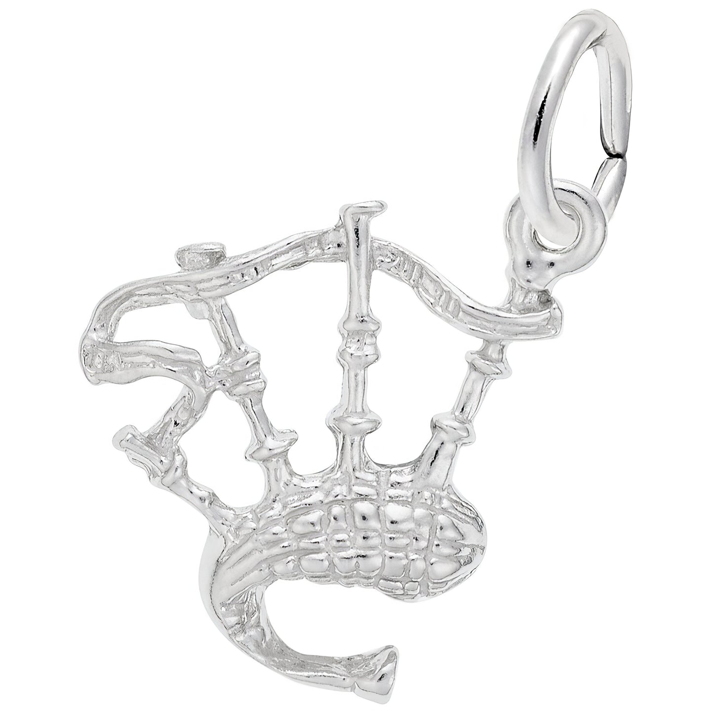 Sterling Silver Bagpipes Charm - 14mm x 16mm
