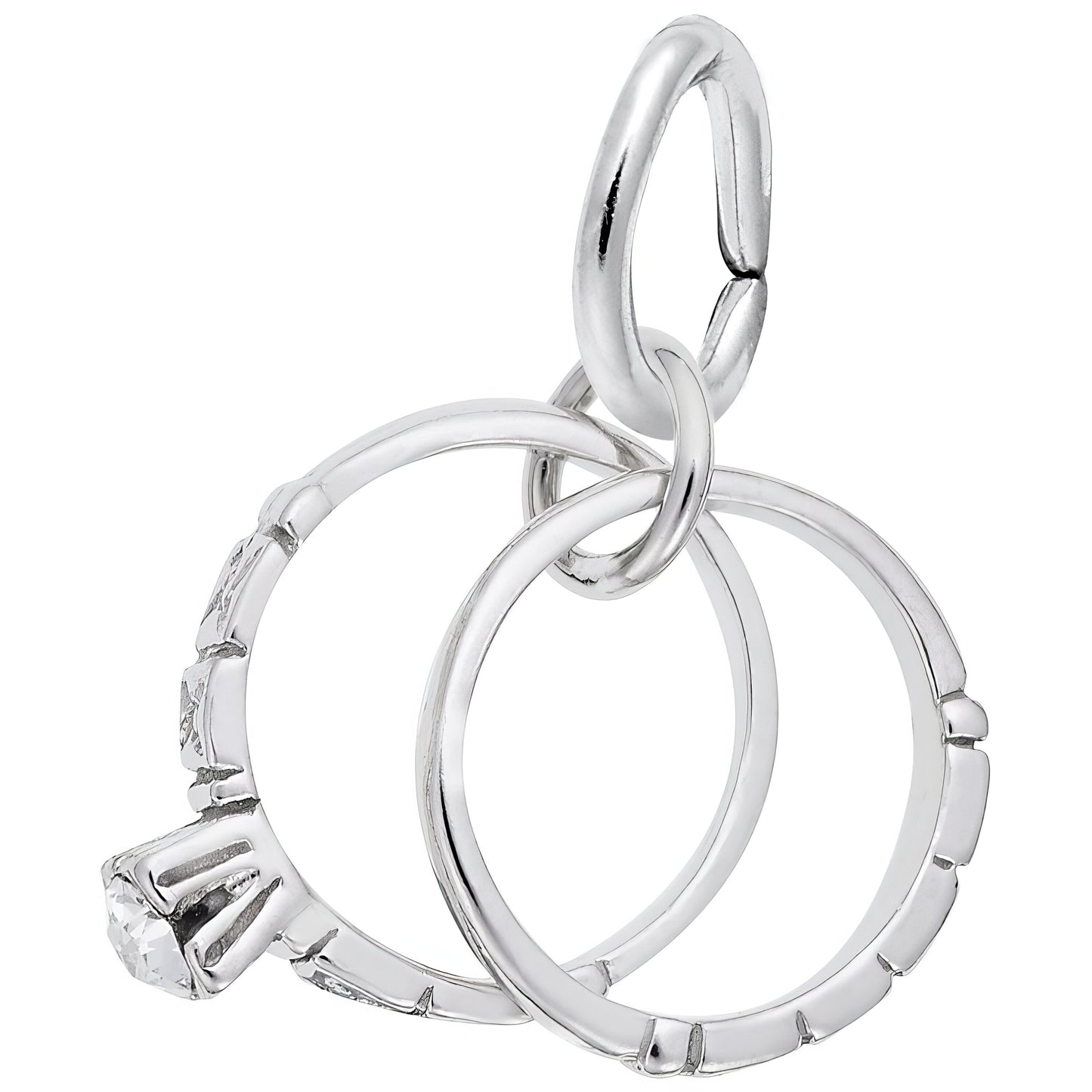 Sterling Silver Wedding Rings Charm - 13mm x 11mm