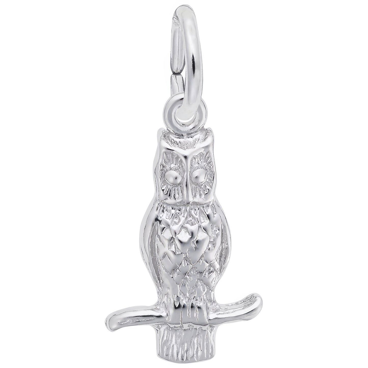 Long Eared Owl Charm - Metal - Sterling Silver