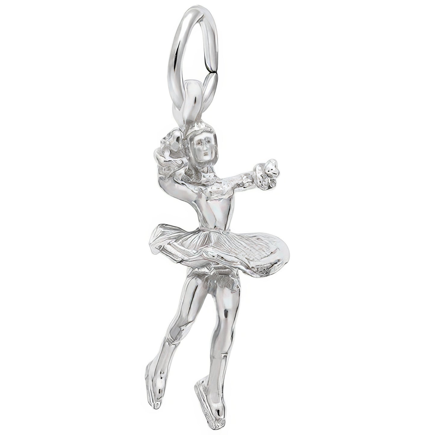 Twirling Ice Skater Charm - Metal - Sterling Silver