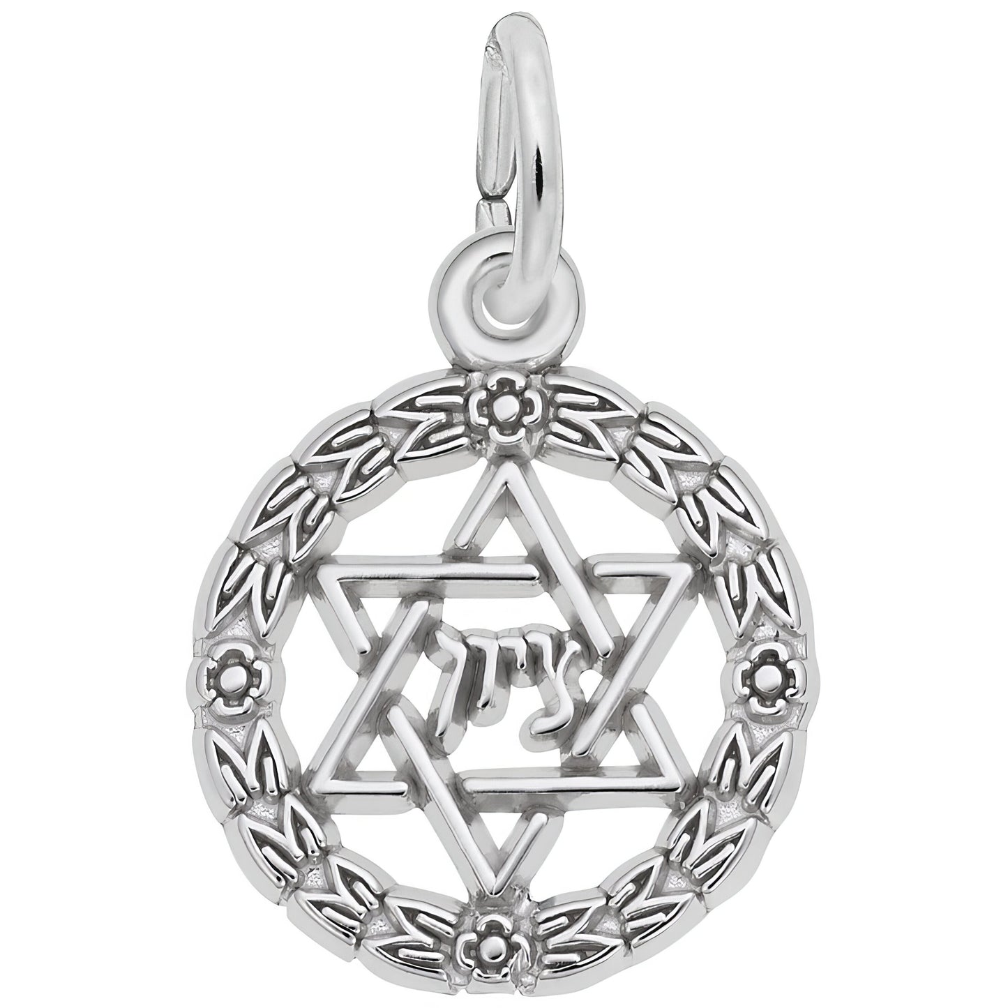 Star of David Wreath Charm - Metal - Sterling Silver