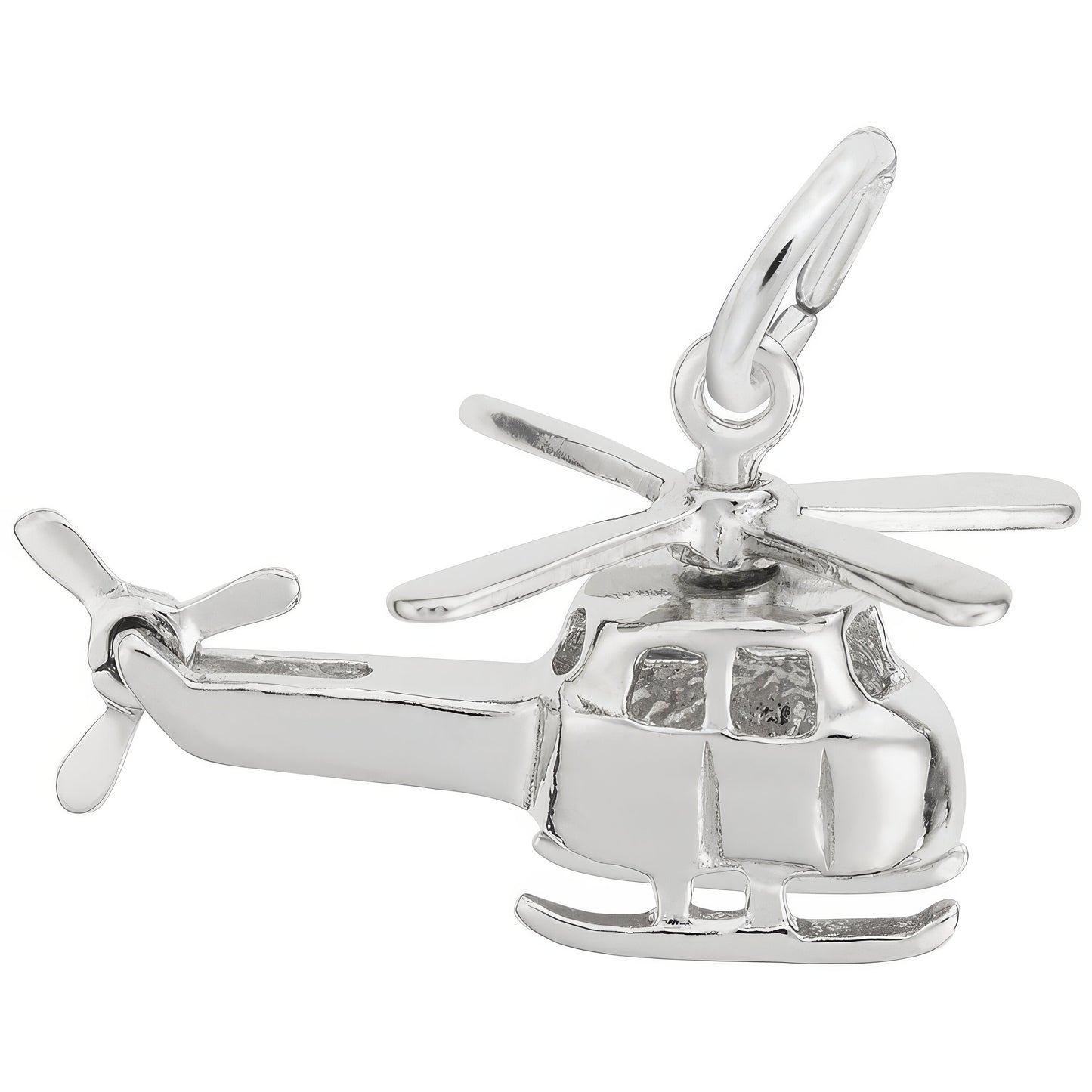 Small Helicopter Charm - Metal - Sterling Silver