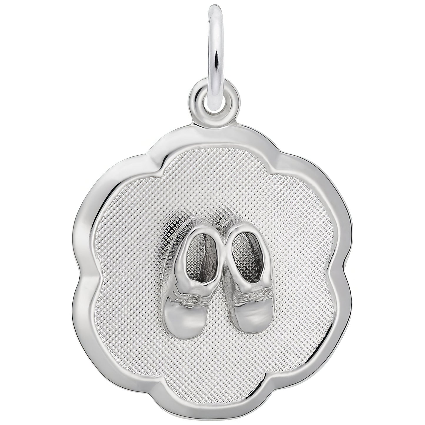 Charms Sterling Silver Baby Shoes Disc Charm