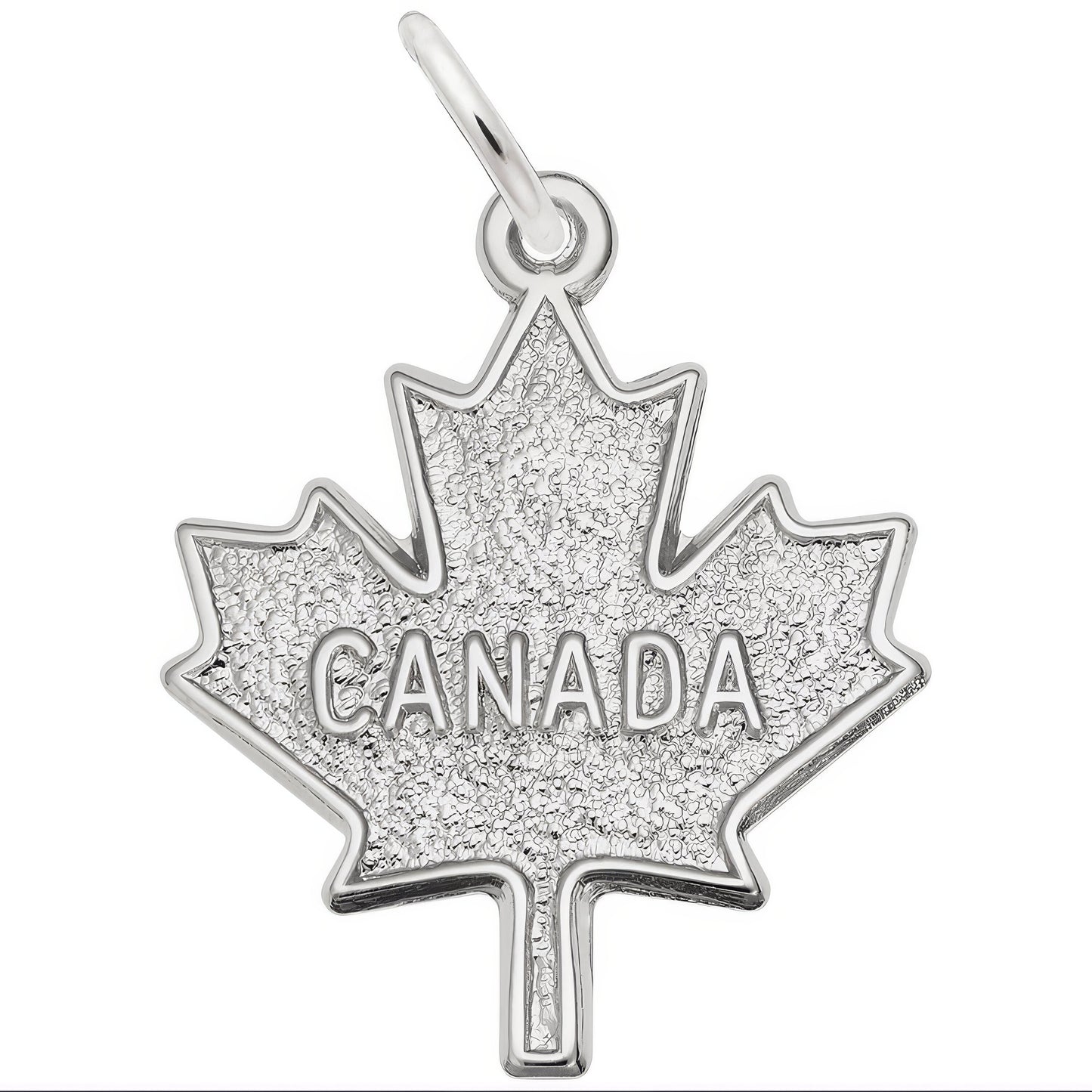 Flat Canada Maple Leaf Charm - Metal - Sterling Silver