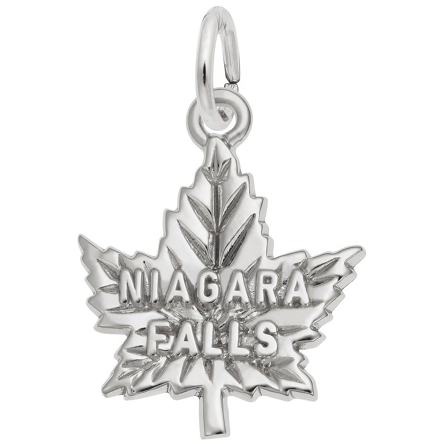 Niagara Falls Maple Leaf Charm - Metal - Sterling Silver