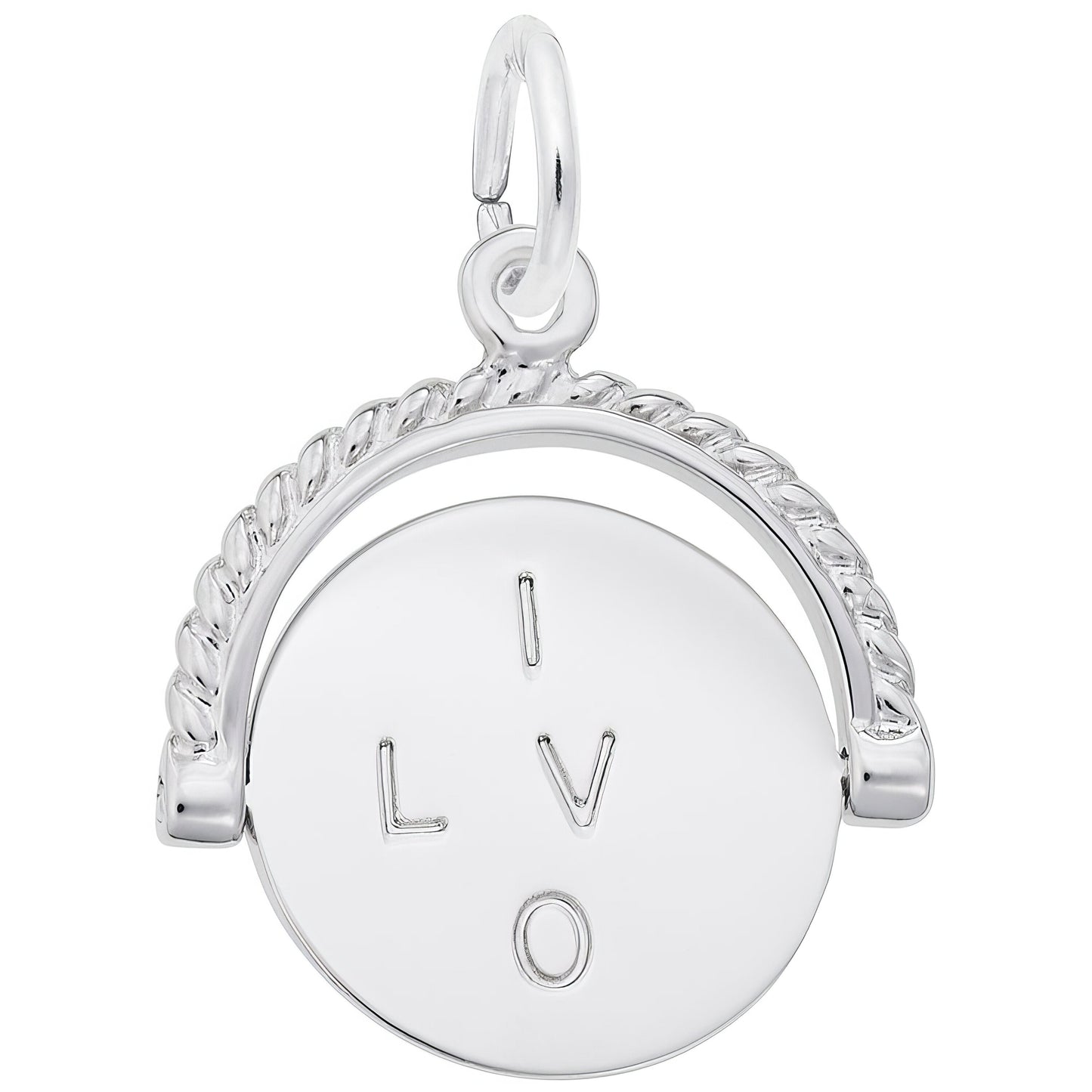 I Love You Spinner Charm - Metal - Sterling Silver
