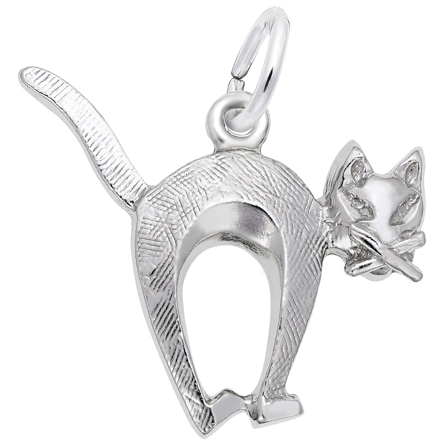 Arched Cat Charm - Metal - Sterling Silver