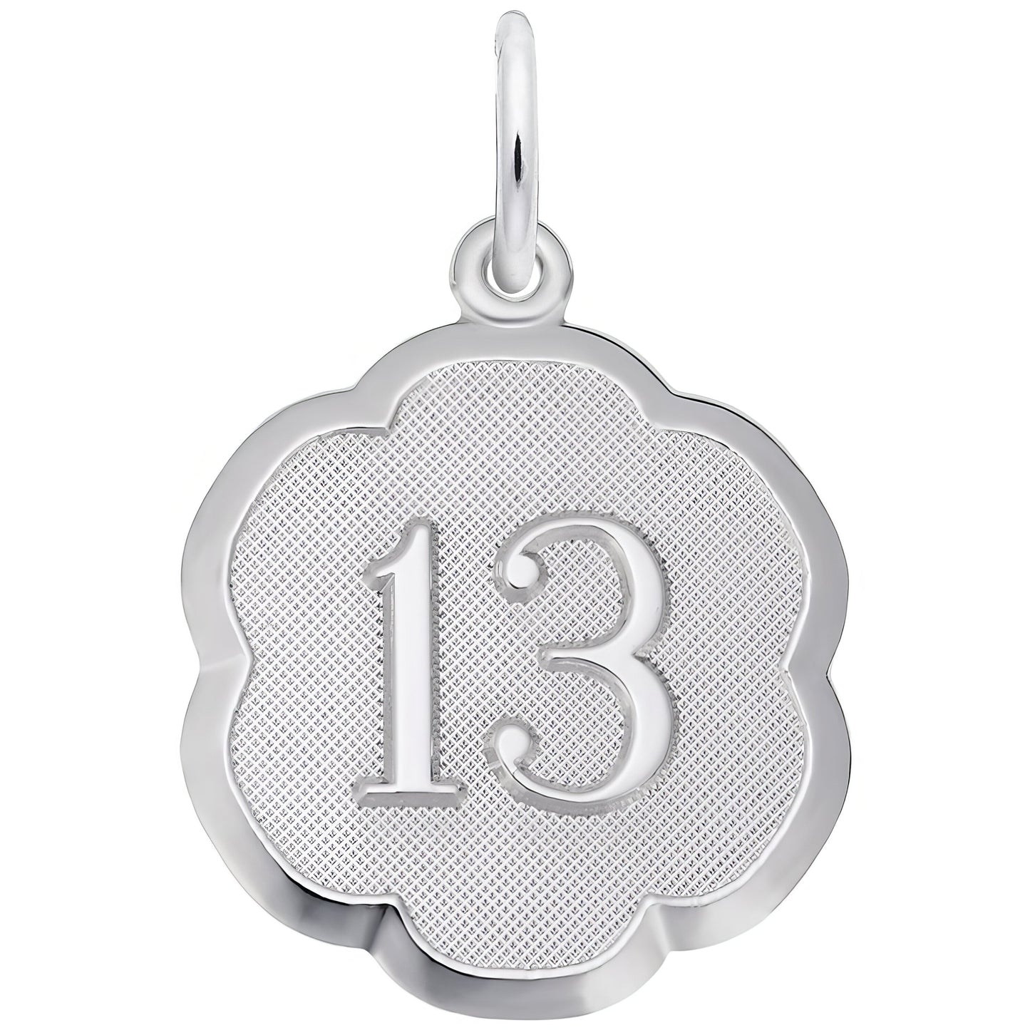 Sterling Silver Number 13 Charm - 18mm x 18mm
