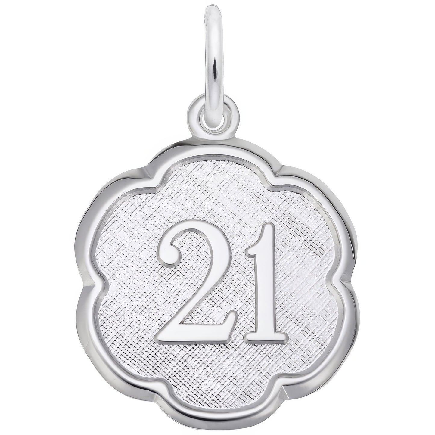 Sterling Silver Number 21 Charm - 18mm x 18mm