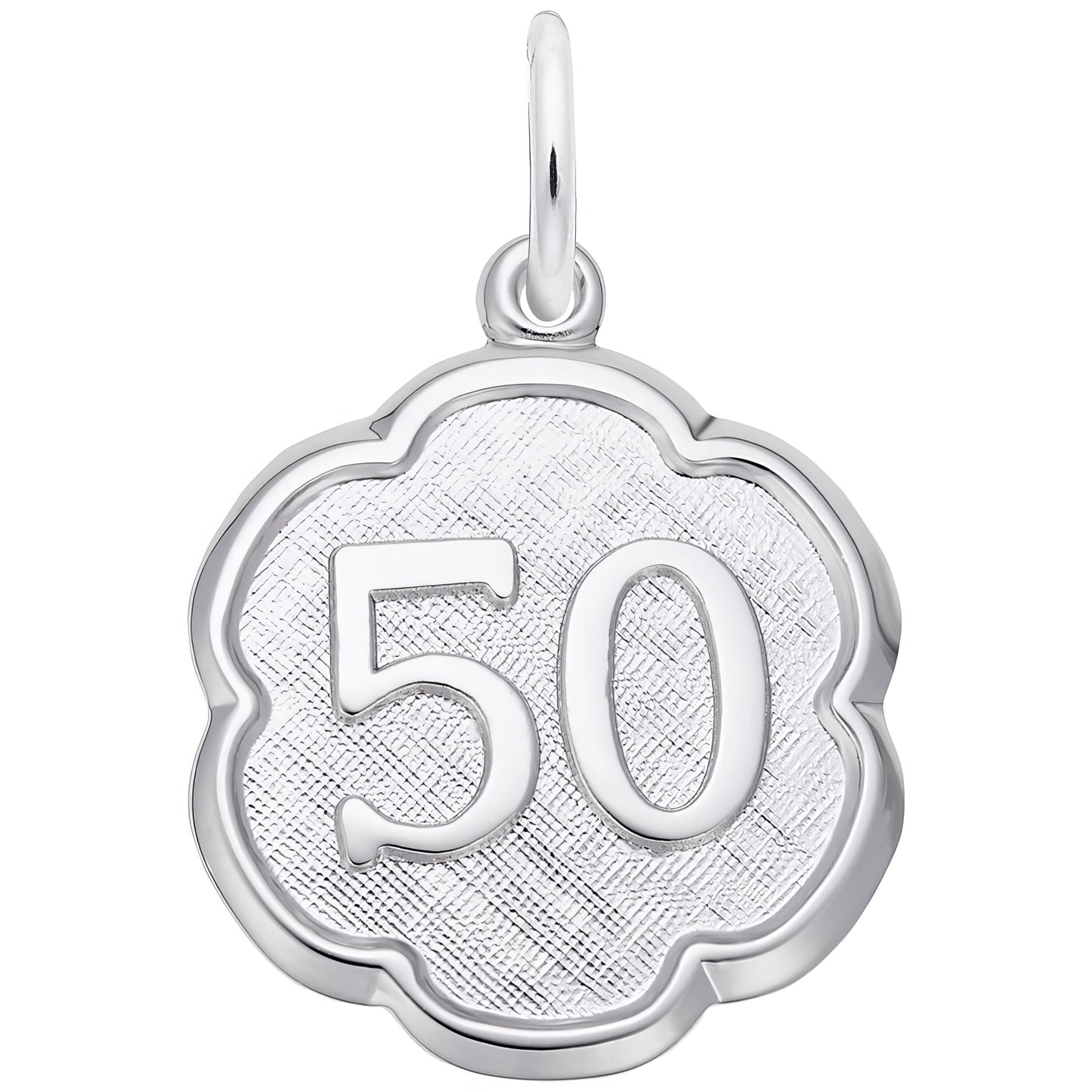Sterling Silver Number 50 Charm - 18mm x 18mm