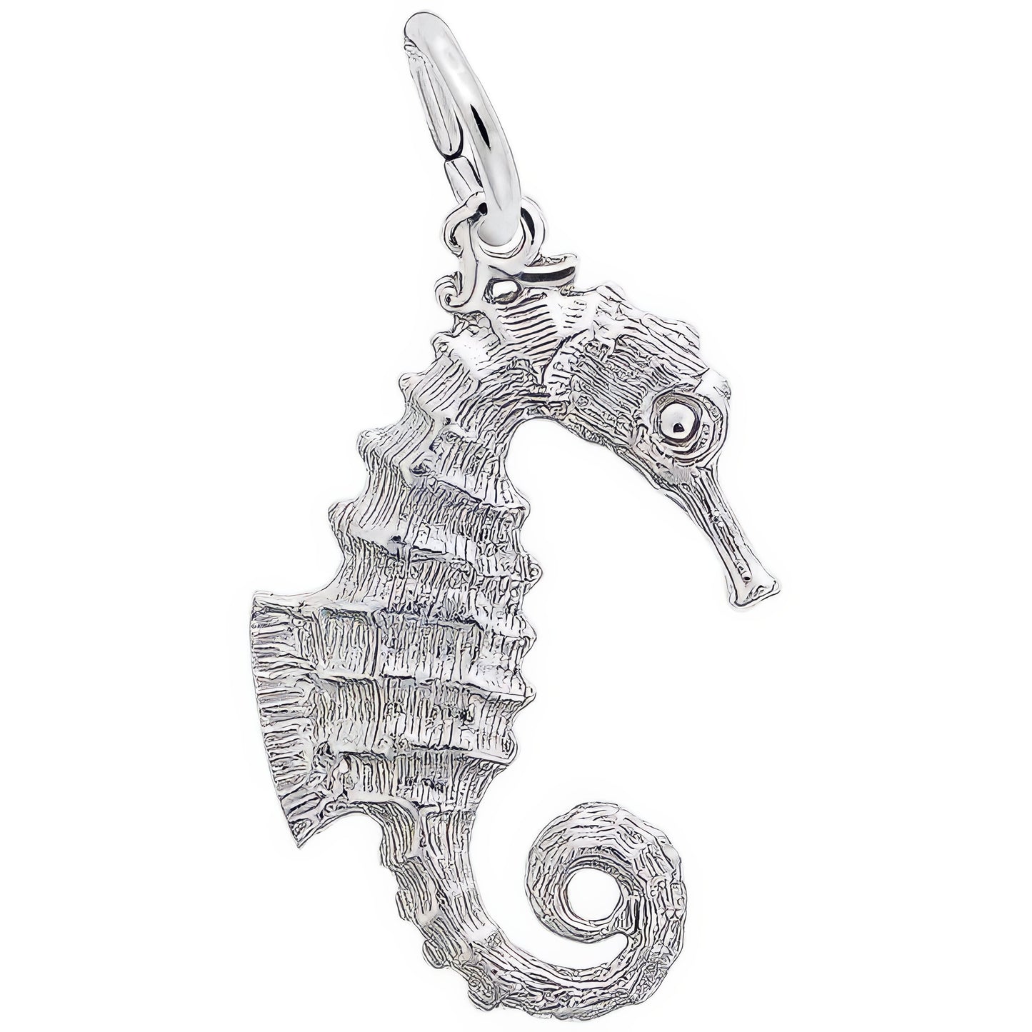 Curly Tail Seahorse Charm - Metal - Sterling Silver