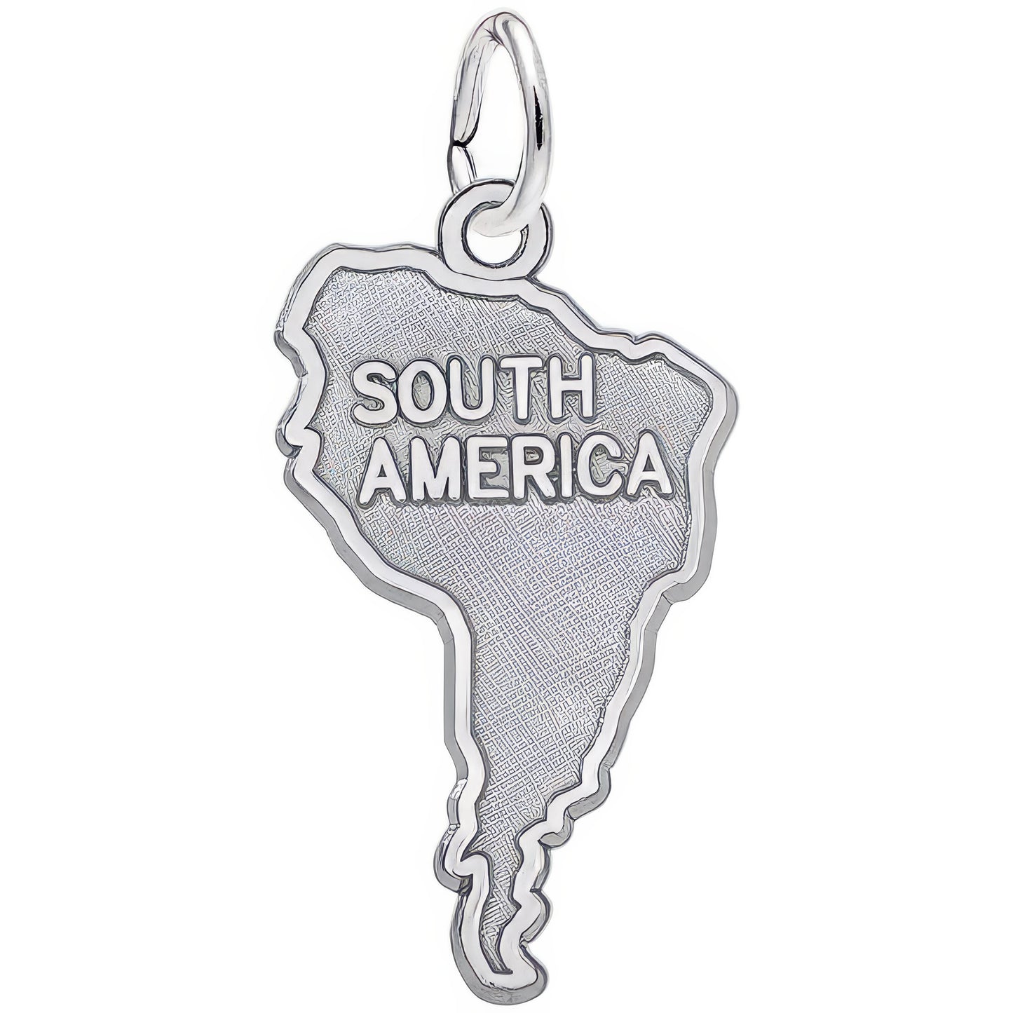 Sterling Silver South America Map Charm - 24mm x 7mm