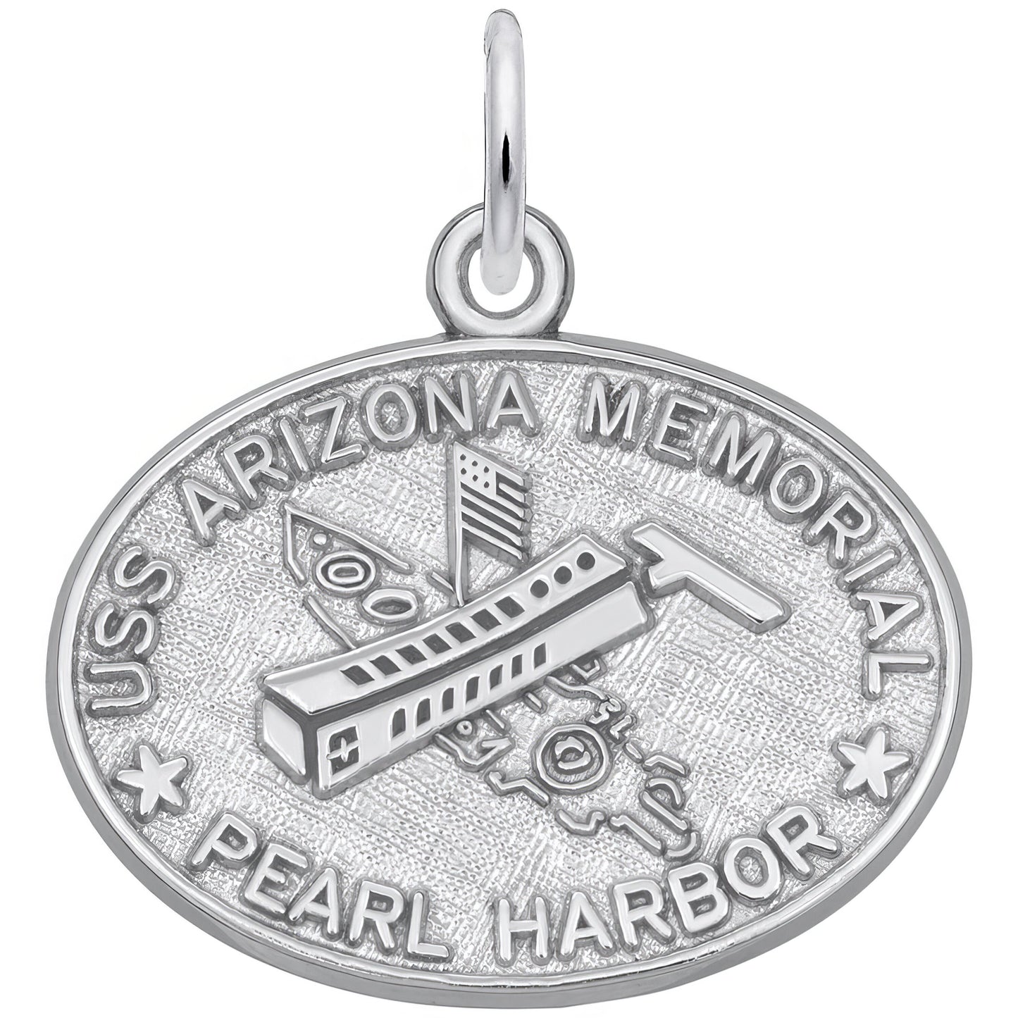 Sterling Silver Uss Arizona Memorial Charm - 18mm x 20mm
