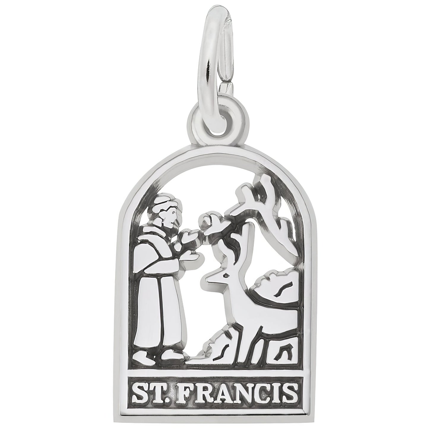 Sterling Silver St. Francis Charm - 15mm x 11mm