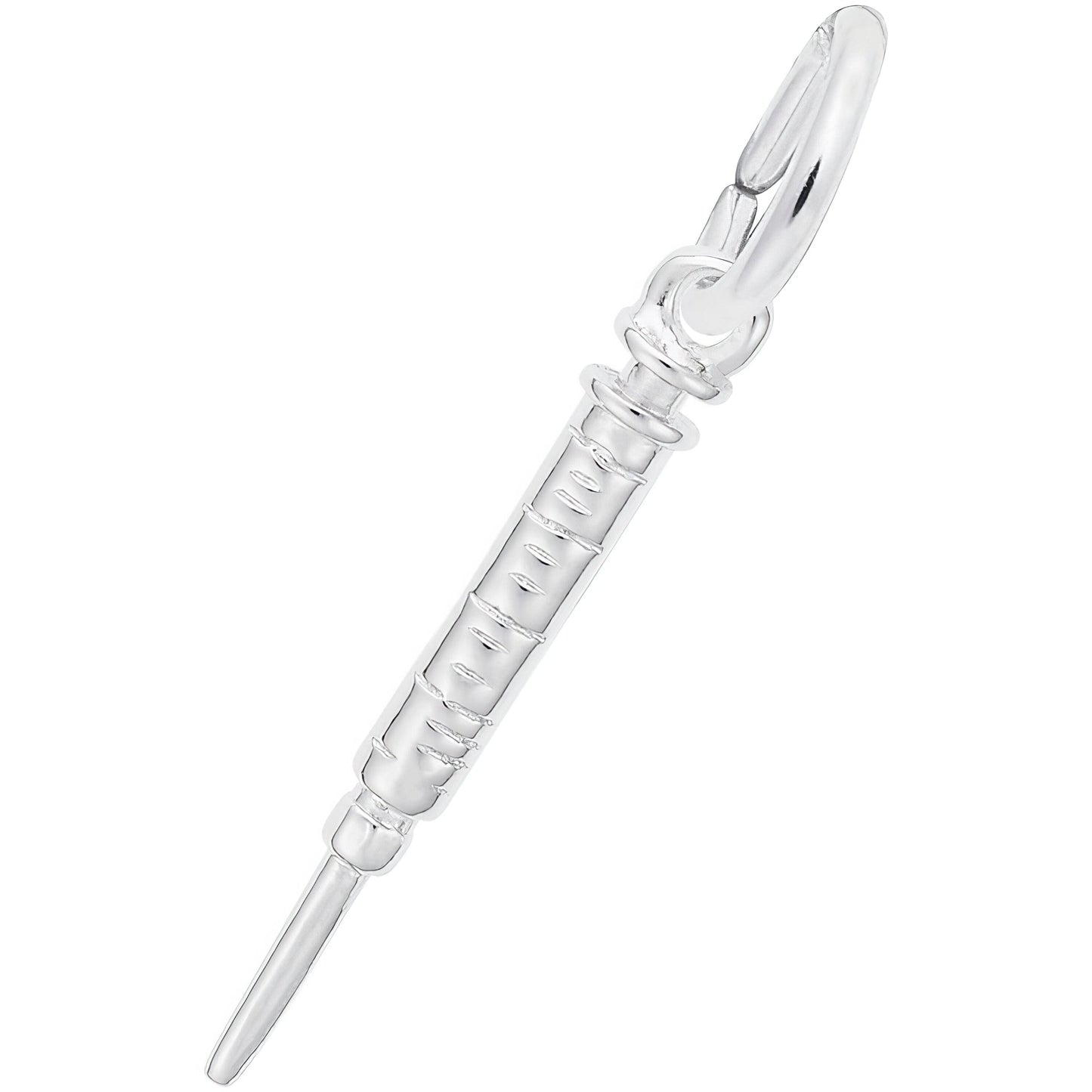 Hypodermic Needle Charm - Metal - Sterling Silver