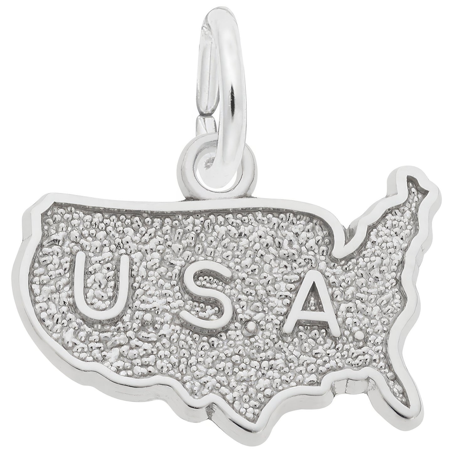 USA Map Charm - Metal - Sterling Silver