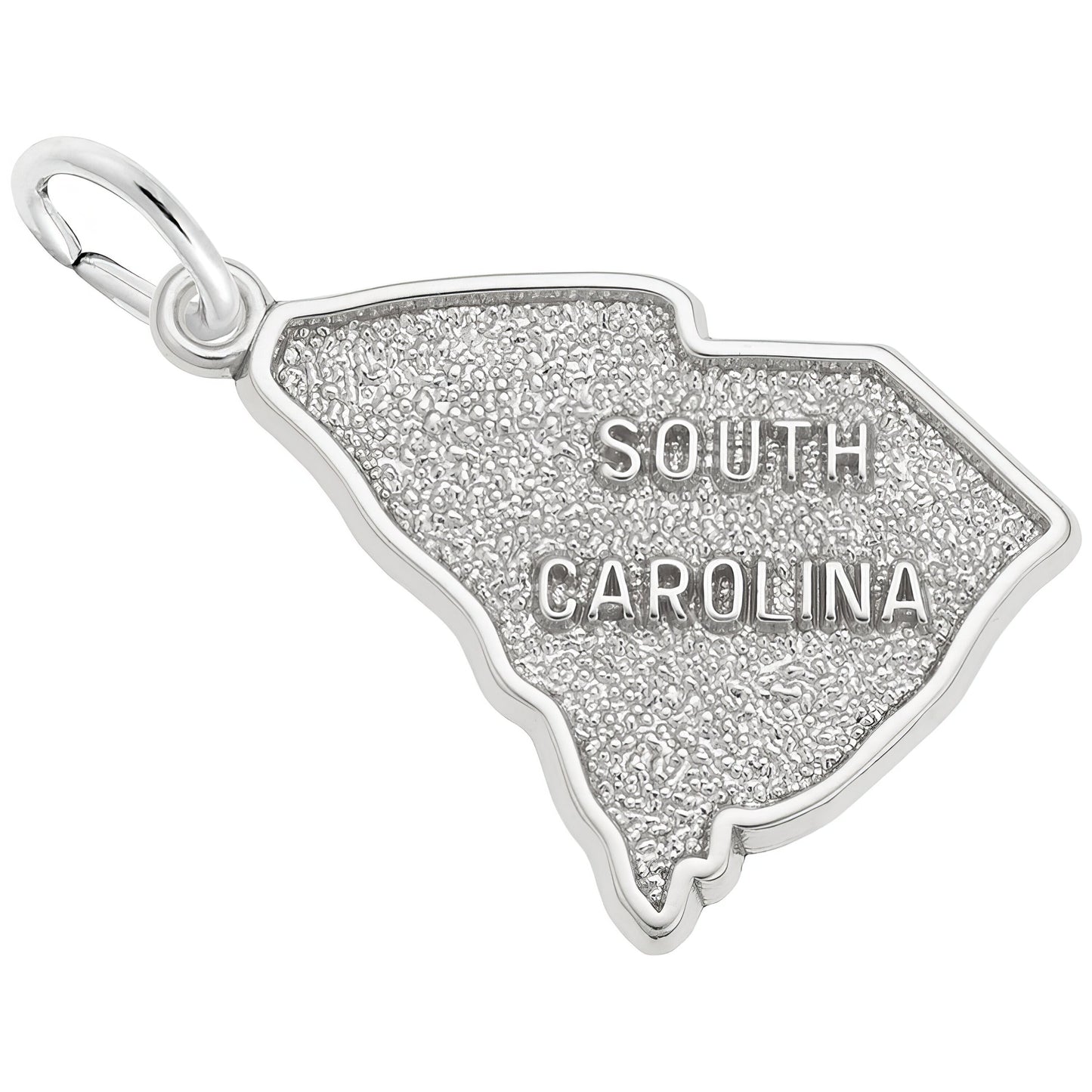 South Carolina Map Charm - Metal - Sterling Silver