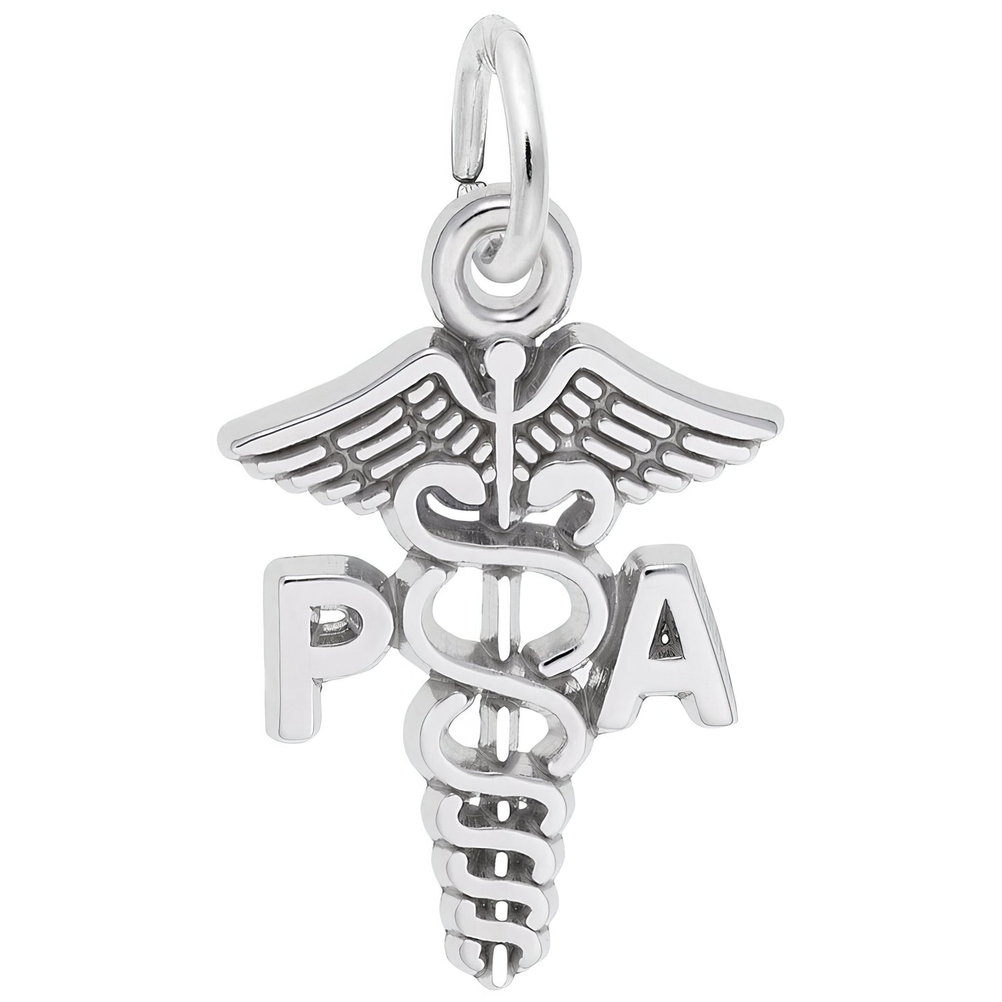 Sterling Silver Pa Caduceus Charm - 14mm x 12mm