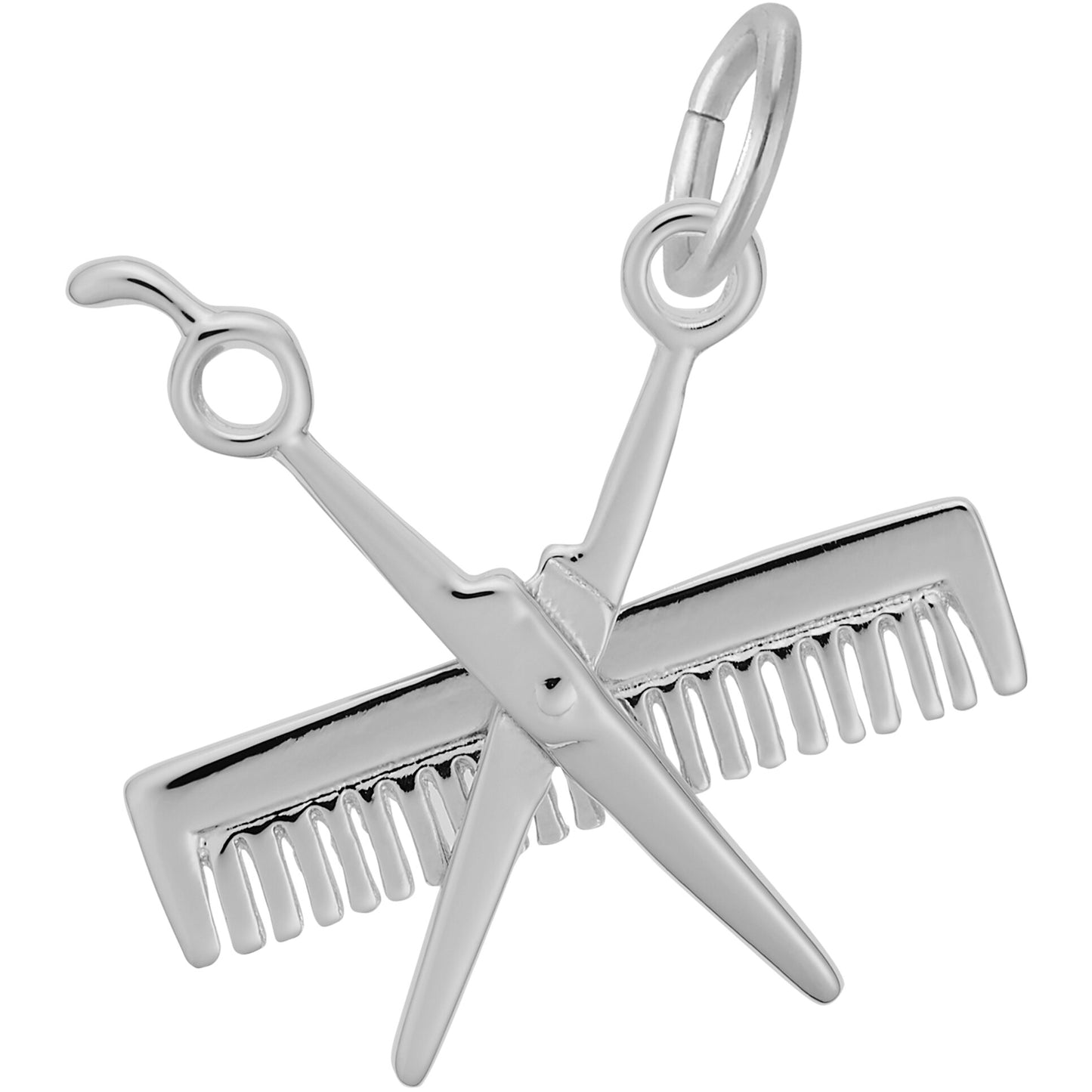 Classic Comb & Scissors Charm - Metal - Sterling Silver