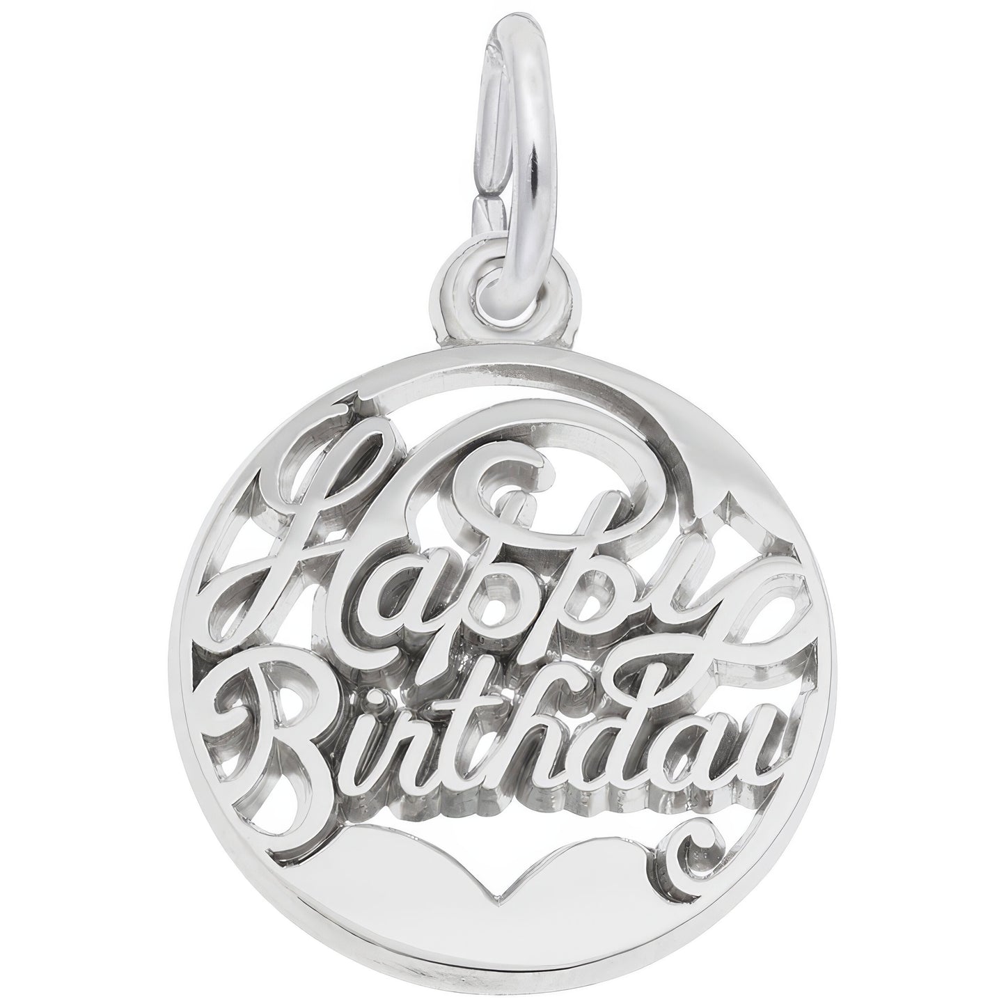 Sterling Silver Happy Birthday Open Disc Charm