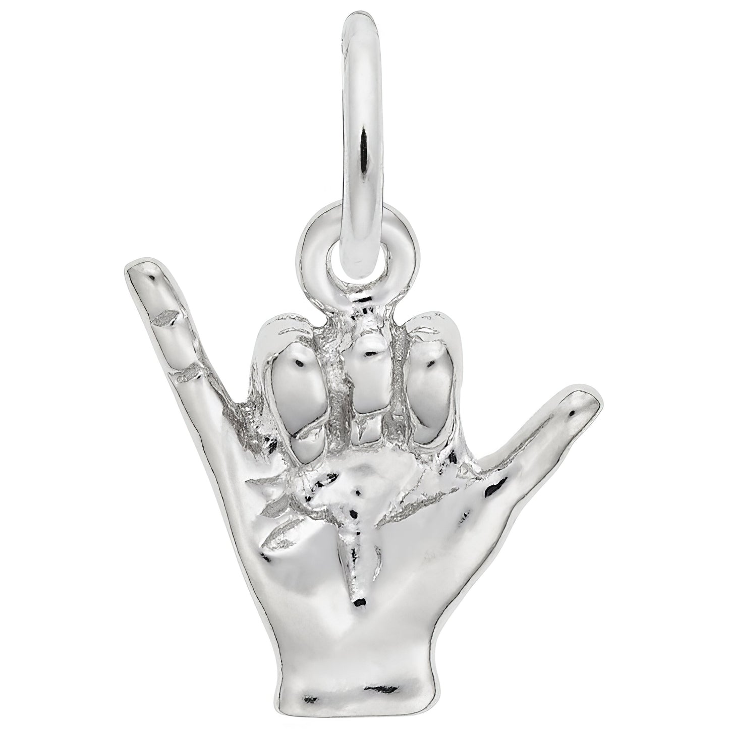 Hang Loose Hand Charm - Metal - Sterling Silver