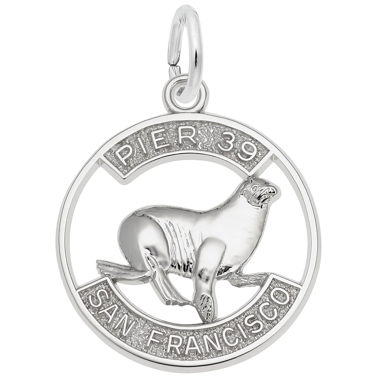 Cutout Pier 39 Sea Lion Charm - Metal - Sterling Silver