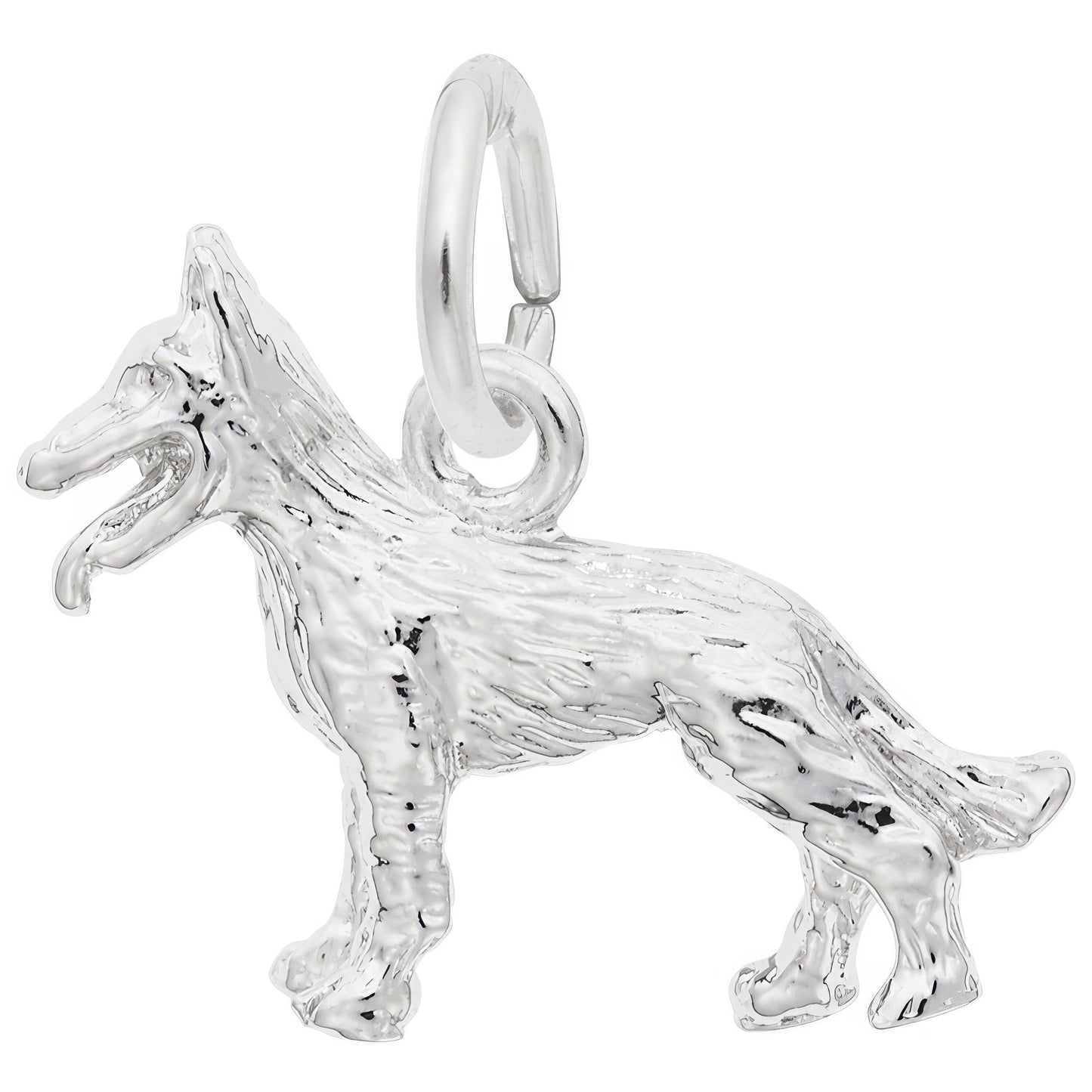 Small German Shepherd Dog Charm - Metal - Sterling Silver