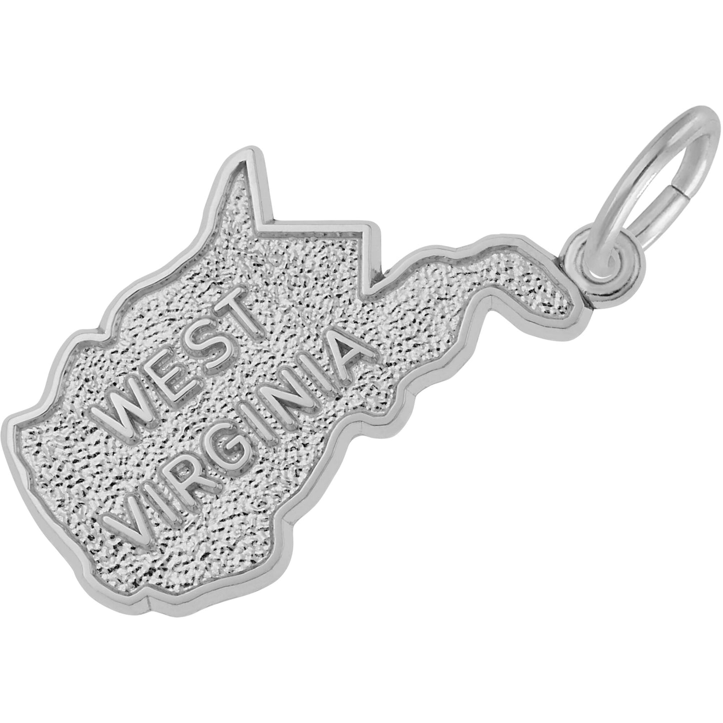 West Virginia Map Charm - Metal - Sterling Silver