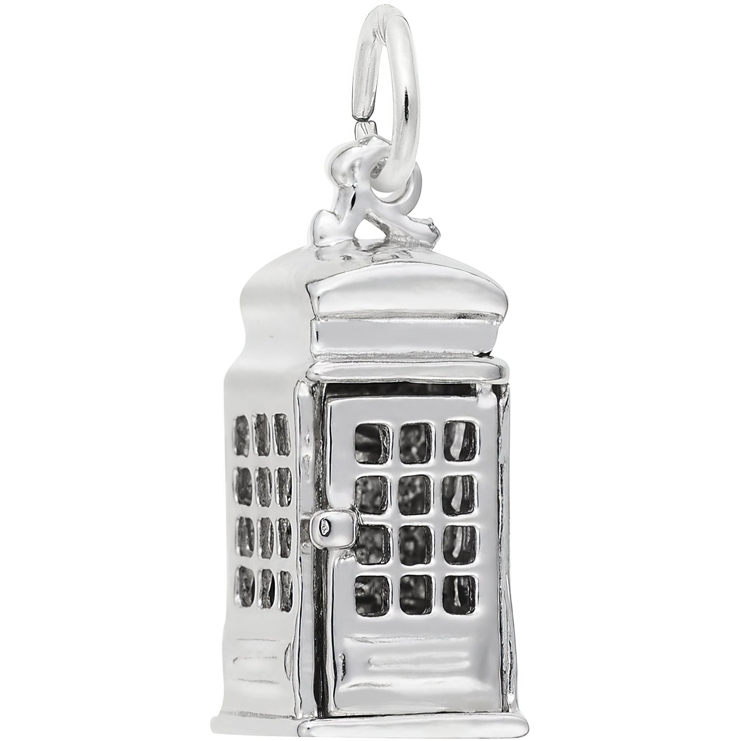 Phone Booth Charm - Metal - Sterling Silver