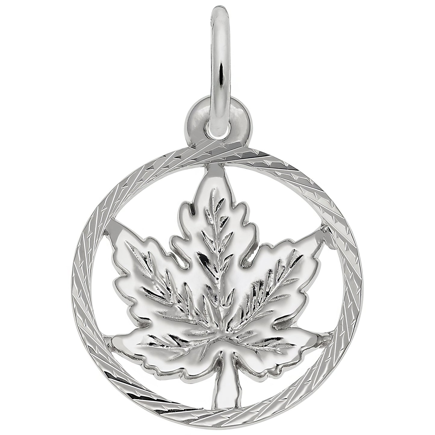 Maple Leaf Faceted Charm - Metal - Sterling Silver