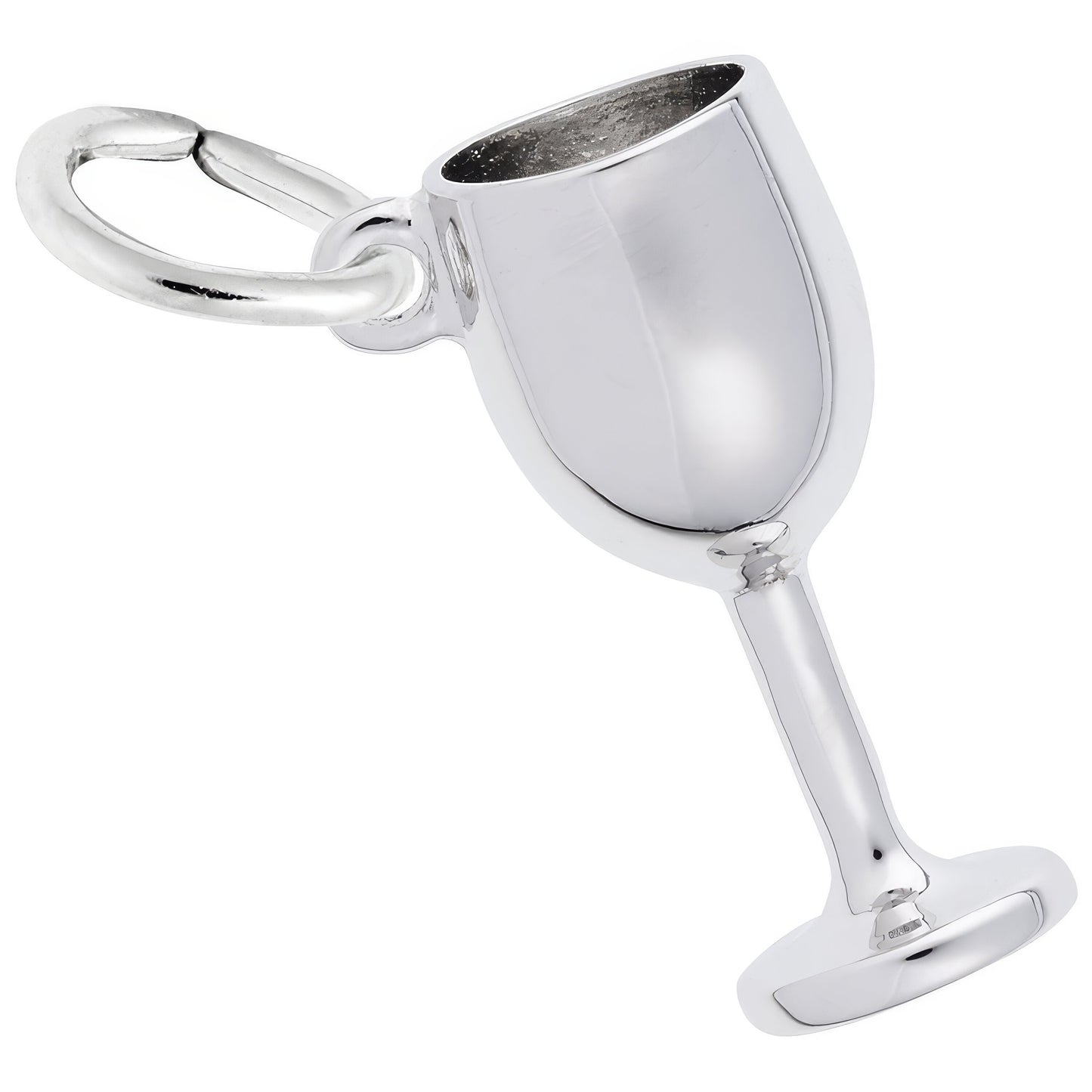 Sterling Silver Wine Glass Charm - 16mm x 7mm