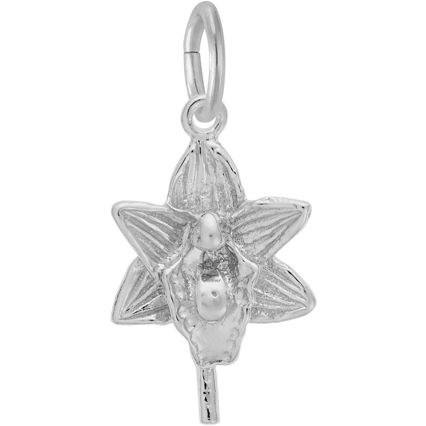 Orchid Flower Charm - Metal - Sterling Silver
