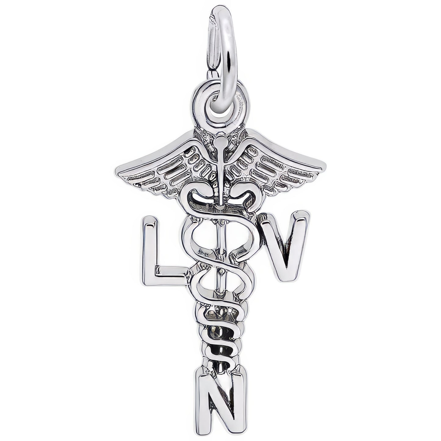 Licensed Vocational Nurse Caduceus Charm - Metal - Sterling Silver