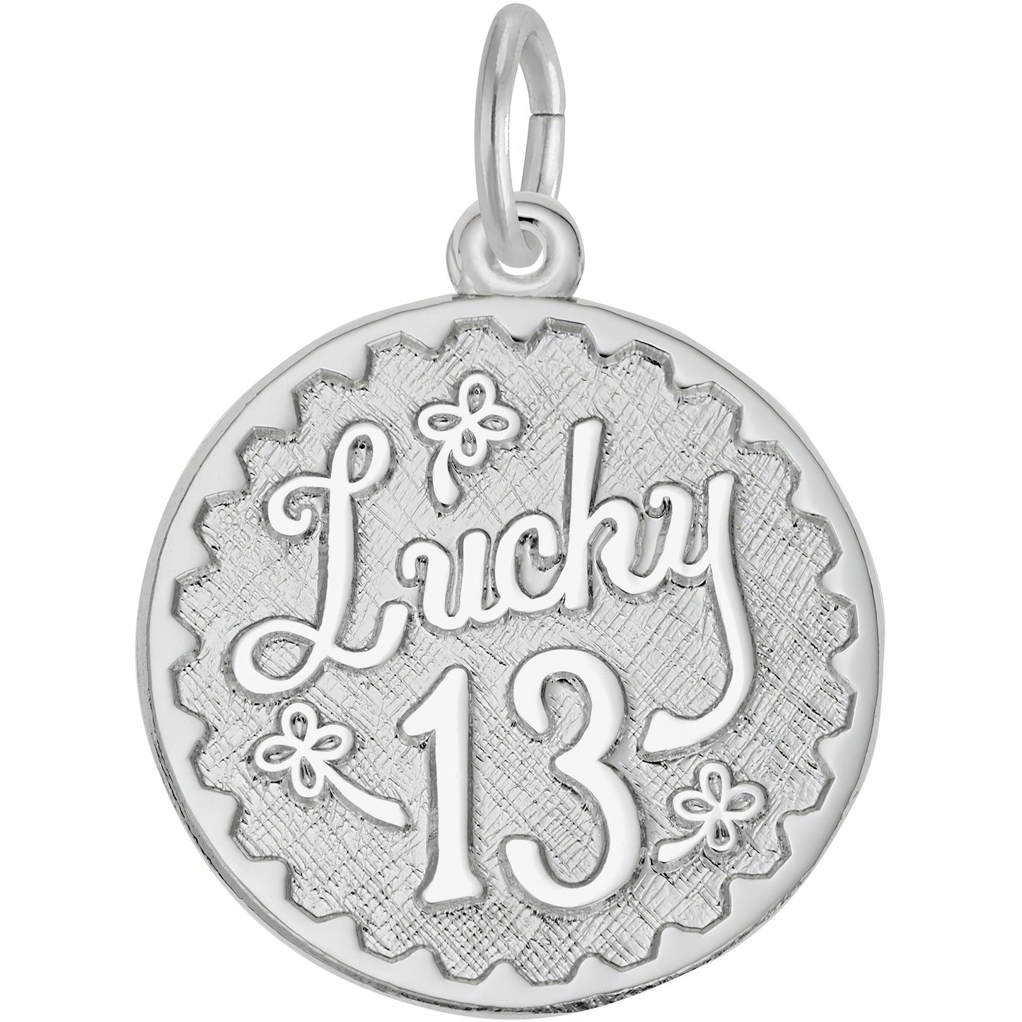 Sterling Silver Lucky 13 Charm - 20mm x 20mm