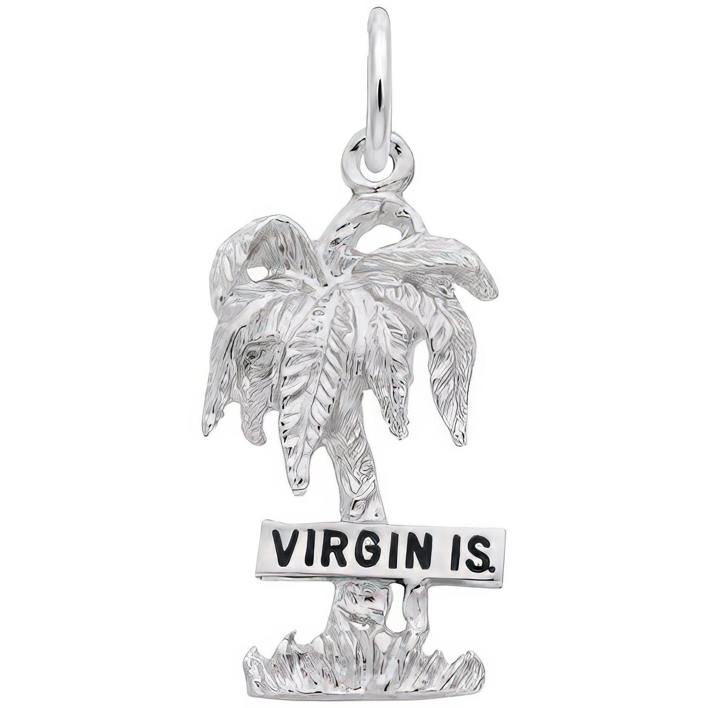 Virgin Islands Palm Tree Charm - Metal - Sterling Silver