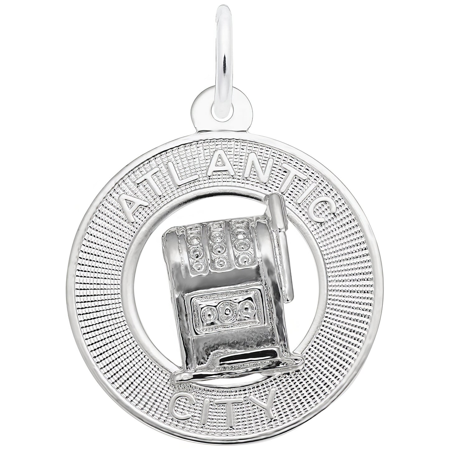 Atlantic City Slot Machine Charm - Metal - Sterling Silver
