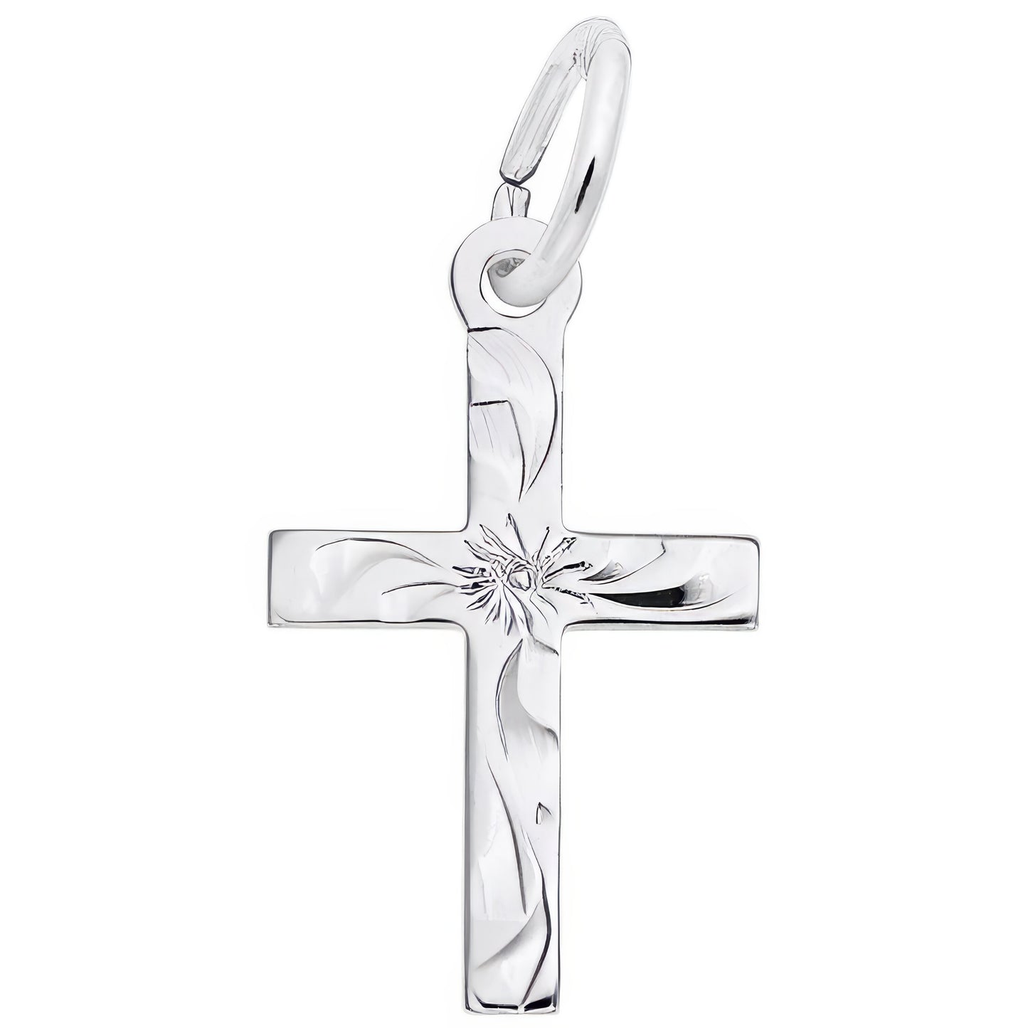 Small Flare Design Cross Charm - Metal - Sterling Silver