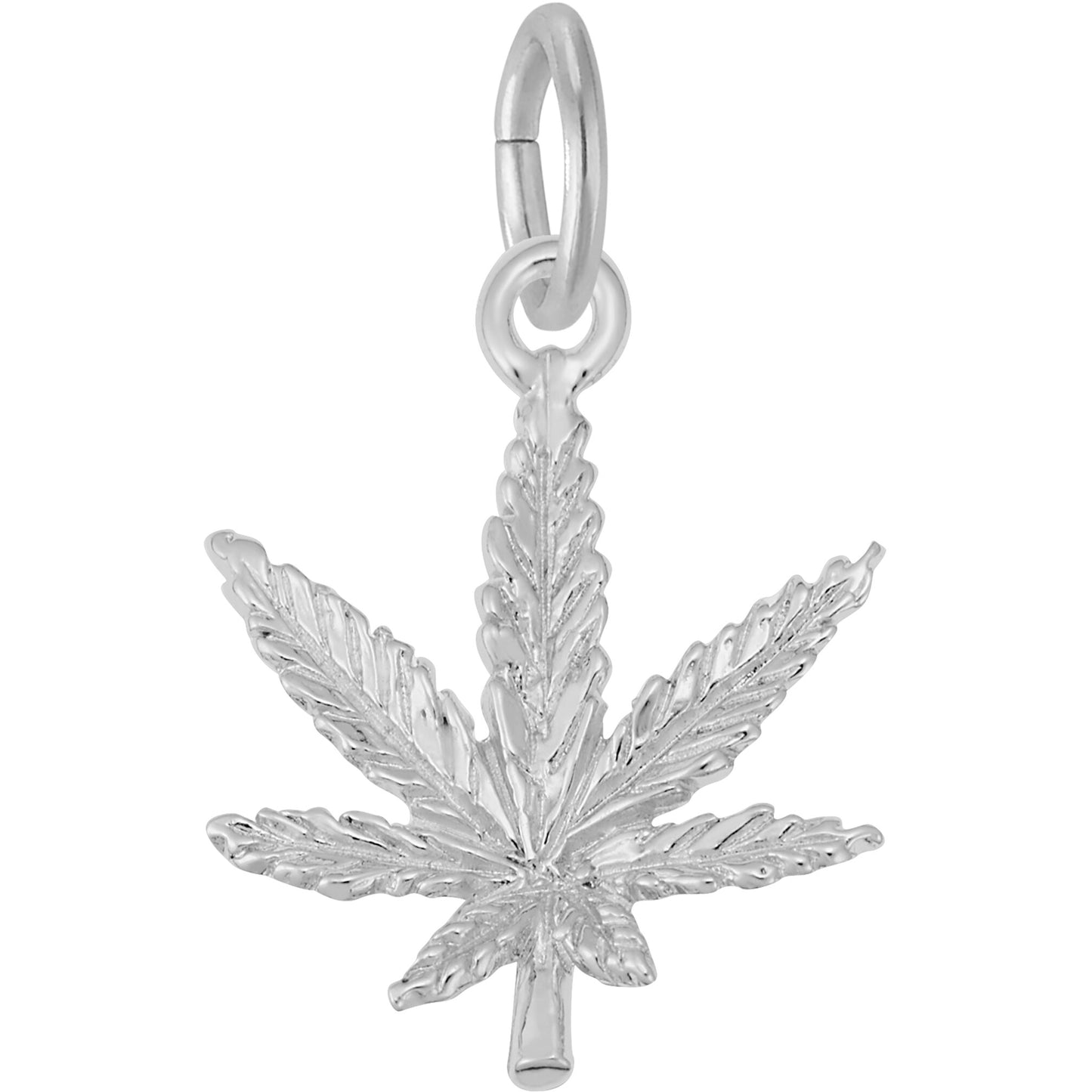 Sterling Silver Marijuana Leaf Charm - 15mm x 15mm