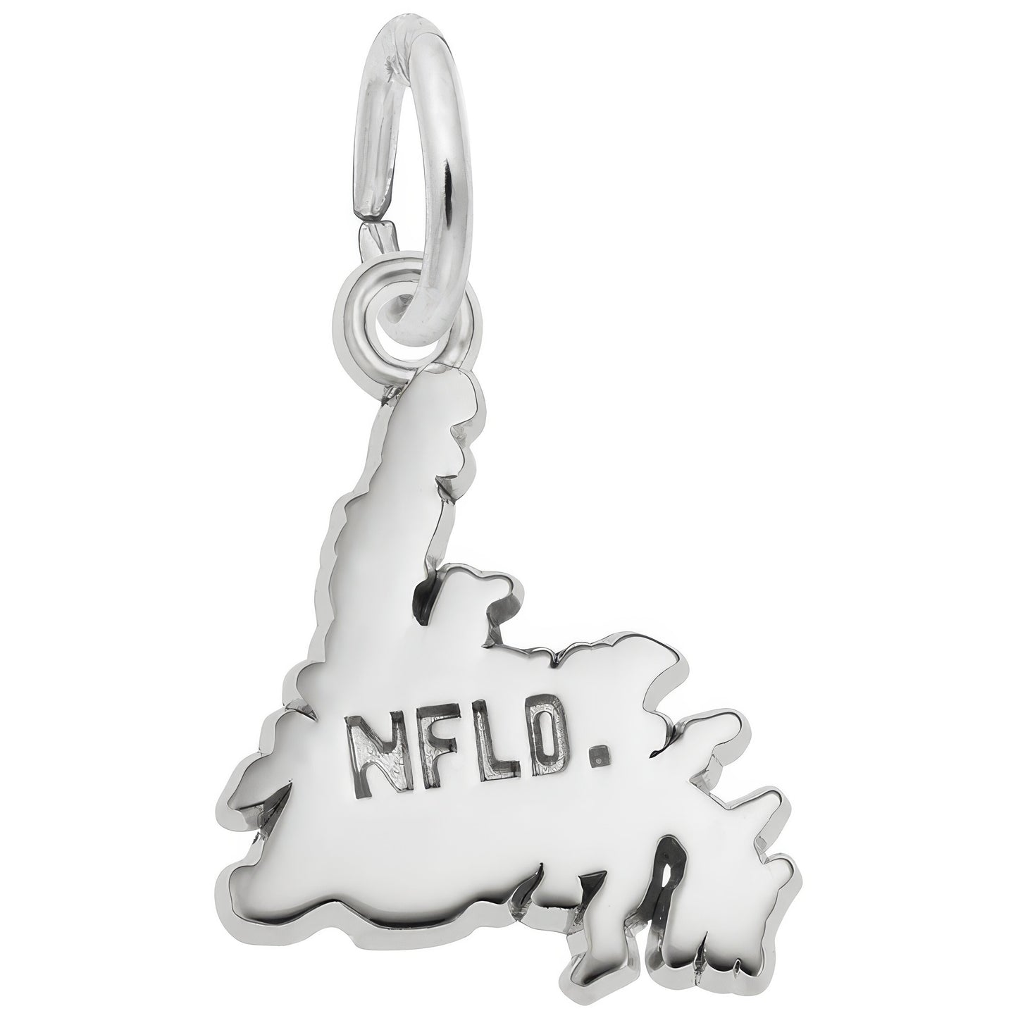 Newfoundland Map Charm - Metal - Sterling Silver