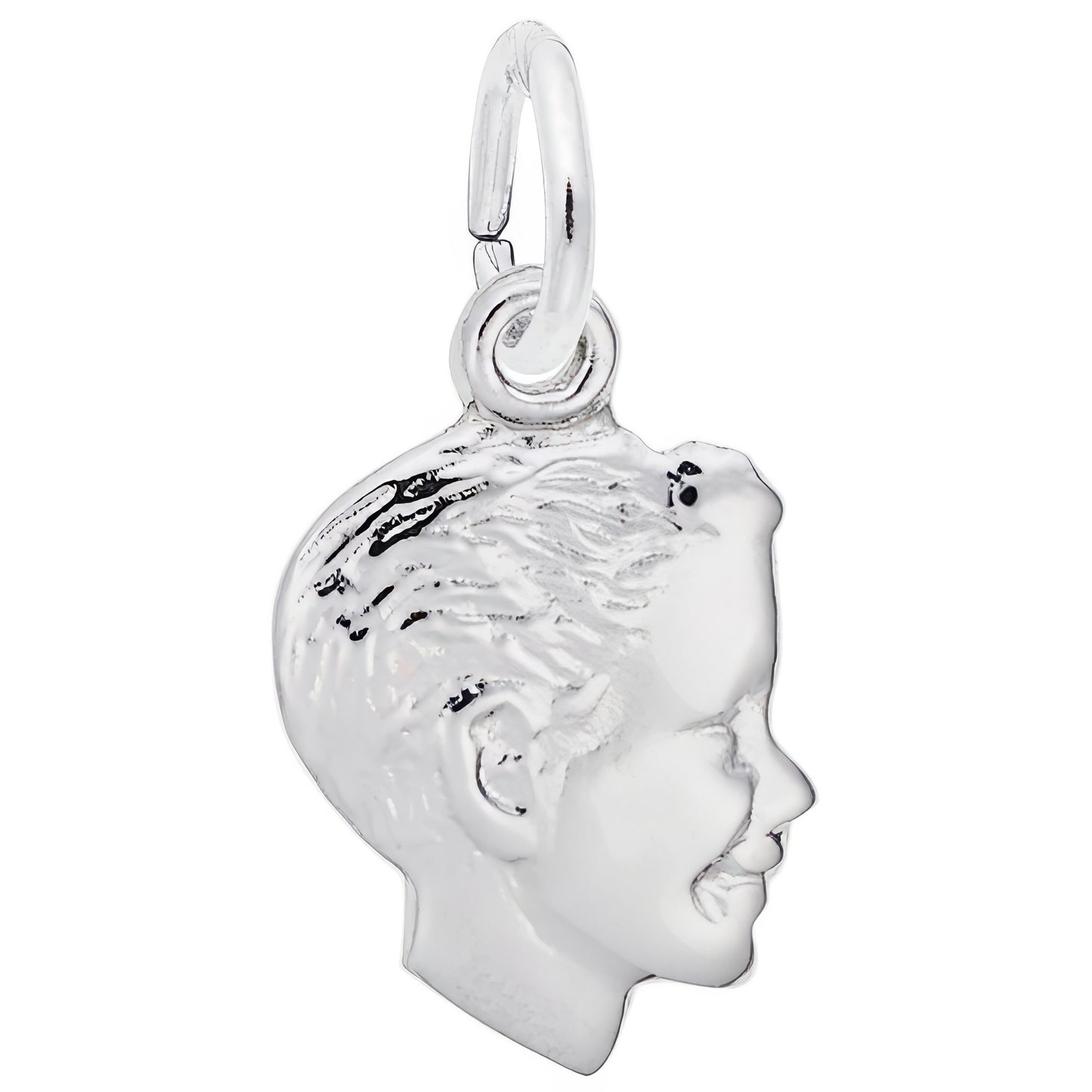Sterling Silver Boys Head Charm - 11mm x 9mm