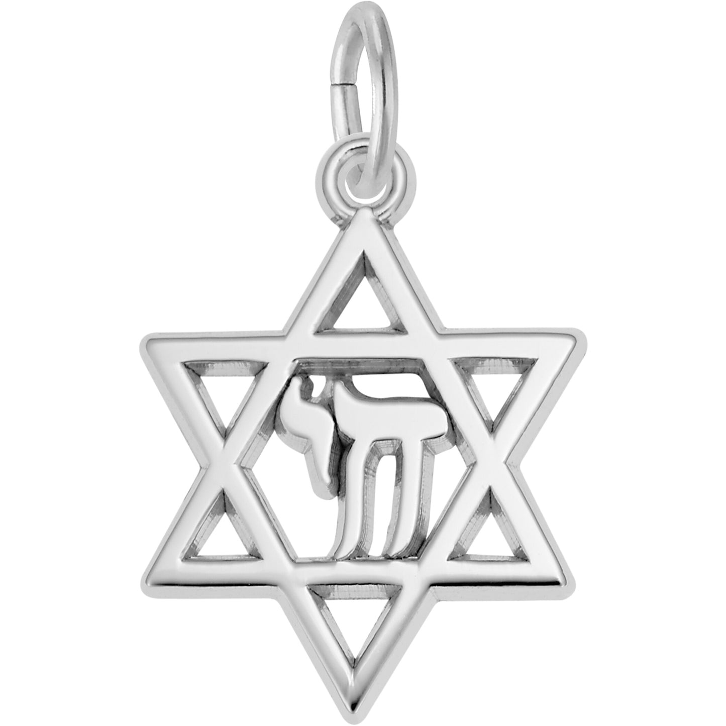 Chai Star of David Charm - Metal - Sterling Silver