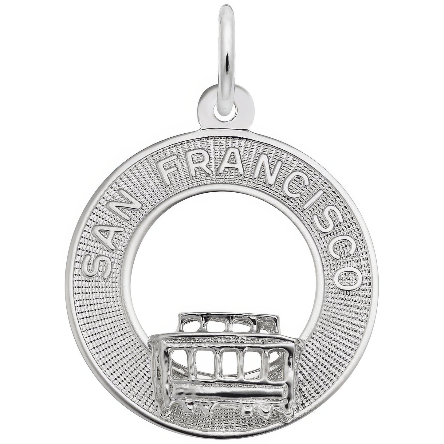 San Francisco Cable Car Ring Charm - Metal - Sterling Silver