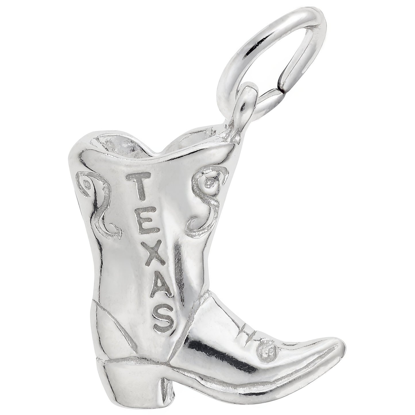 Texas Cowboy Boot Charm - Metal - Sterling Silver