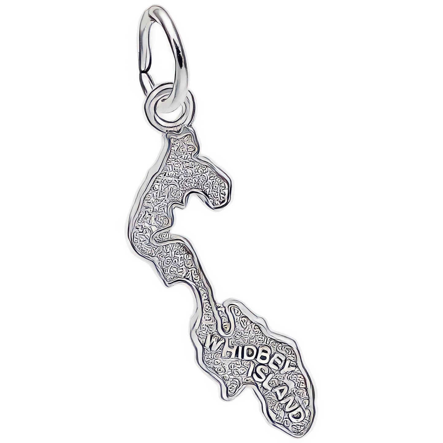 Whidbey Island Map Charm - Metal - Sterling Silver