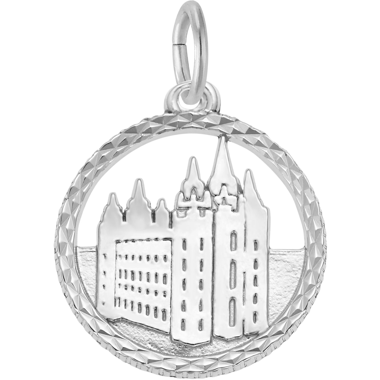 Mormon Temple Faceted Charm - Metal - Sterling Silver