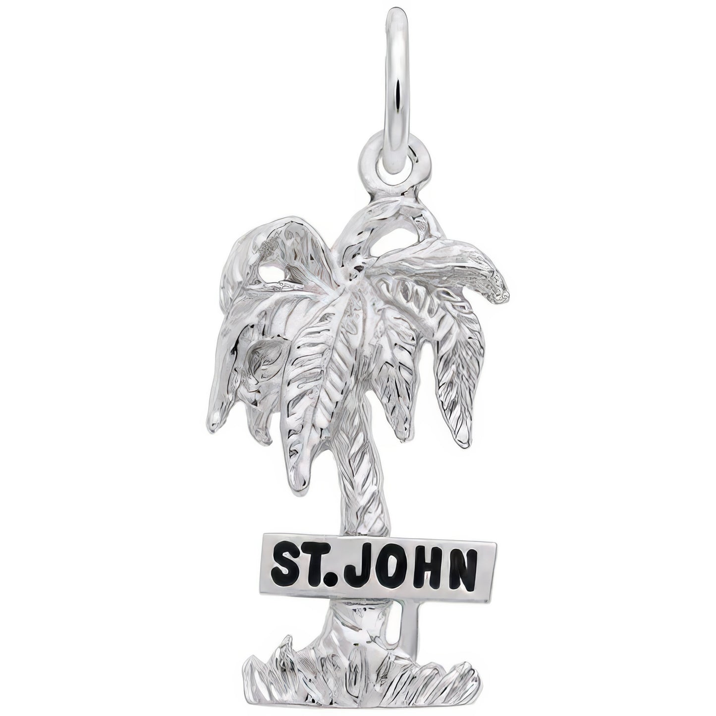 St. John Palm Tree Charm - Metal - Sterling Silver