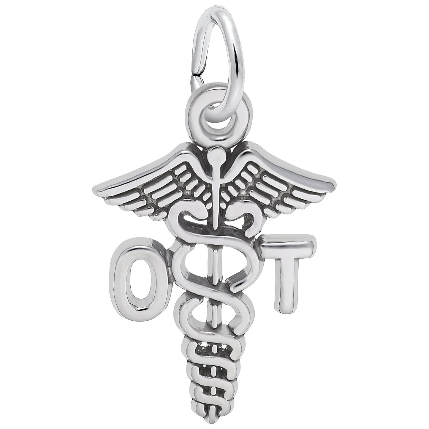 Occupational Therapist Caduceus Charm - Metal - Sterling Silver